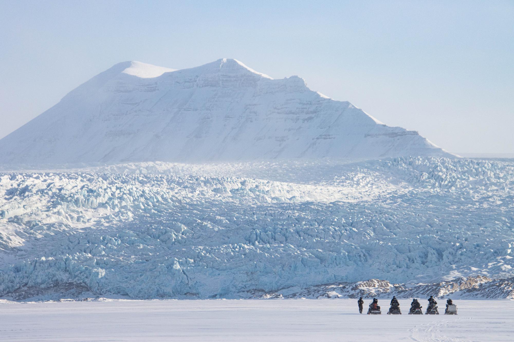 Glacier front in winter in the Arctic