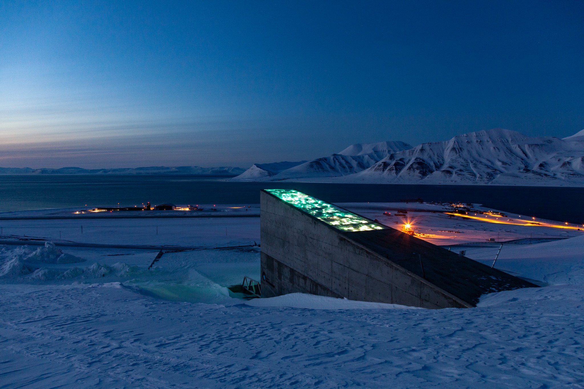 The global seed vault in the soon finishing polarnight