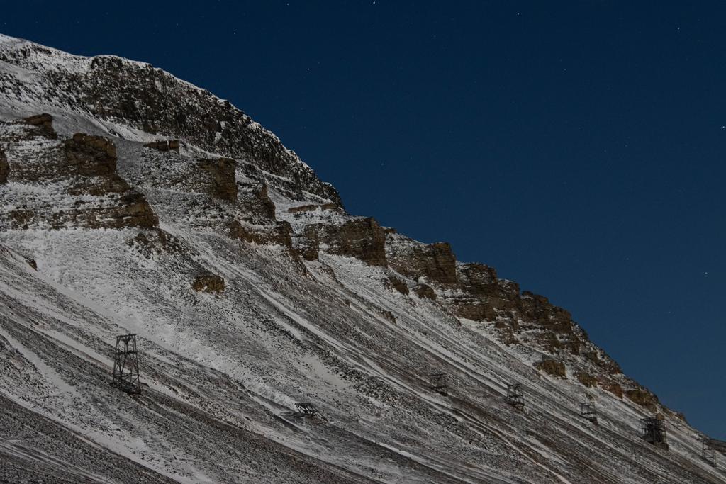 Plateau mountain close to Longyearbyen in the dark season