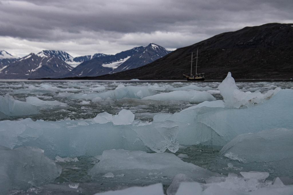 Ship in glacier ice