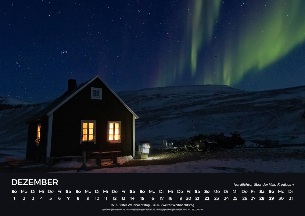 Svalbard Wall Calendar 2024 December Page